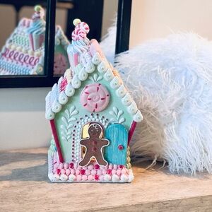 Gingerbread House Decoration Christmas holiday light up candy land pastel decor
